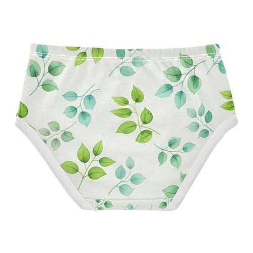 Watercolor Leaves Branches Green Underwear Girls, Toddler Panties, Girls Cotton Underwear, 2–8 Years2