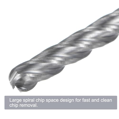 Image of uxcell Ball Nose End Mill CNC Router Bit, 1 /16 inch Radius 1 /8 inch Shank Solid Carbide Uncoated Upcut Spiral 4 Flutes Cutter Milling Tool, 1 /8 inch Dia 3 inch Total Length