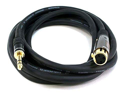 Image of Monoprice 104774 50-Feet Premier Series XLR Female to 1 /4-Inch TRS Male 16AWG Cable Black