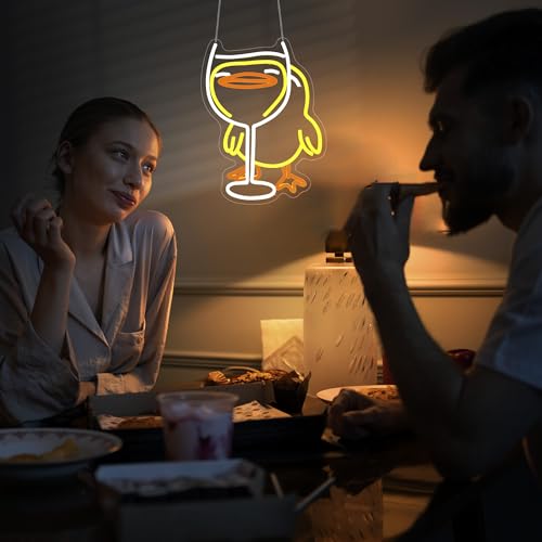 Image of Neon Sign, HSJNJKFU Duck Neon Signs for Wall Decor LED Neon Light for Room Party Decor Beer Bar Signs for Man Cave - LED Neon USB Powered