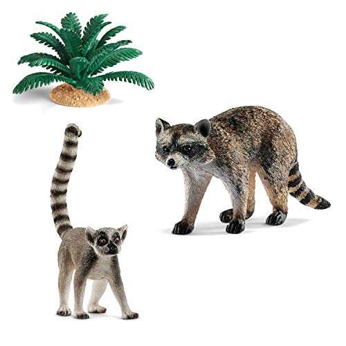 Preisvergleich Produktbild Wildlife Schleich 14827 Katta + 14828 Waschbär + 42244 Farn