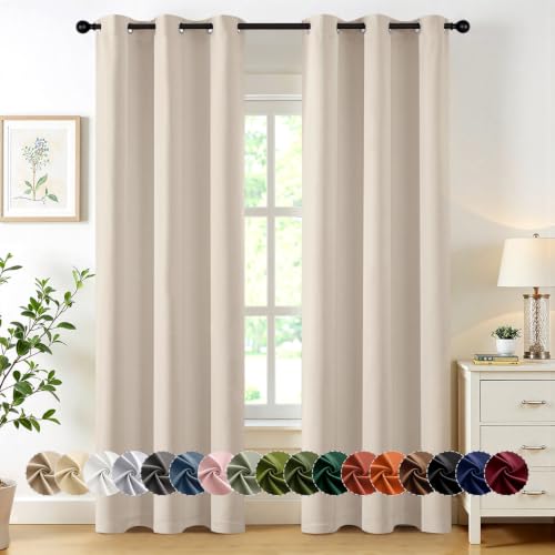 Image of MIULEE Blackout Curtains for Bedroom 2 Panels 40 x 84 Inch Long Champagne | Thermal Insulated, Living Room Darkening Grommet Drapes, Noise Reducing, Light Blocking Window Treatments