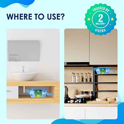 Image of BLU by Absorbia | Moisture Absorber with Activated Charcoal | Saver Pack of 6 (400ml each) | Dehumidifier for Small Storage Spaces | Fights Against Moisture, Mould, Fungus & Musty smells