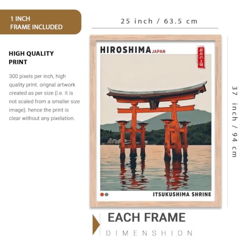 Image of kotart Japan City View Wall Framed Posters | Japanese City View Aesthetic Framed Poster for Living Room Bedroom Gaming Room Studio Wall Decor Set Of 3 (35x37 Inch)