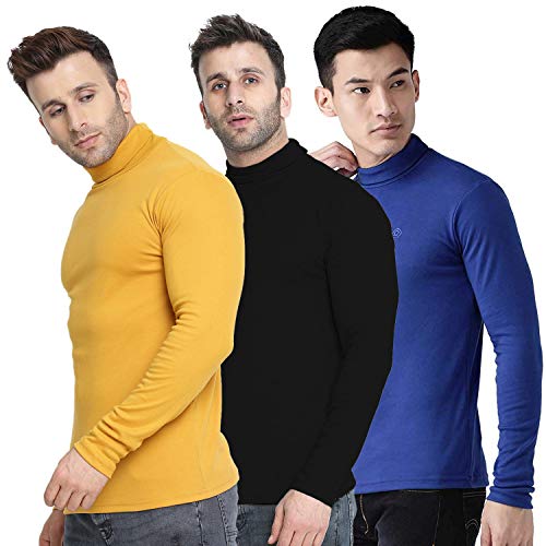 Image of CHKOKKO Men's Winter Wear Cotton High Neck Full Sleeves Regular Fit T-Shirt