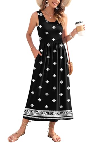Image of WNEEDU Women's Summer Maxi Dress Casual Sleeveless Sundress