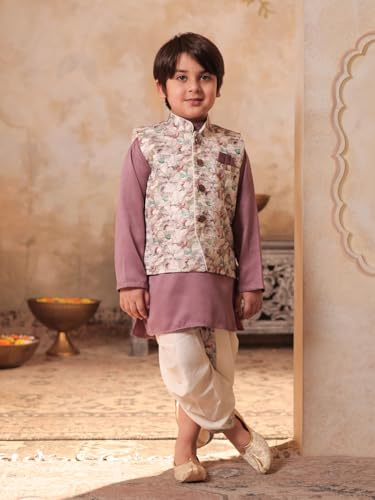 Image of AJ DEZINES Kids Ethnic Wear Kurta Waistcoat and Dhoti Pant for Boys