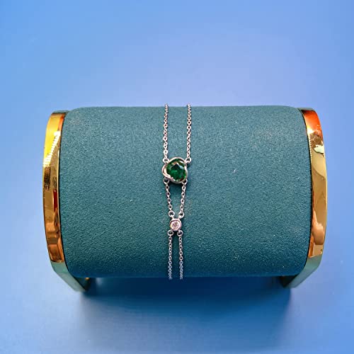 Kimievol Bracelets For Women Emerald May Birthstone Bracelet Sterling Silver Rose Motif Anniversary Birthday Christmas Valentine Jewelry Gifts For Women Girls #TOP2