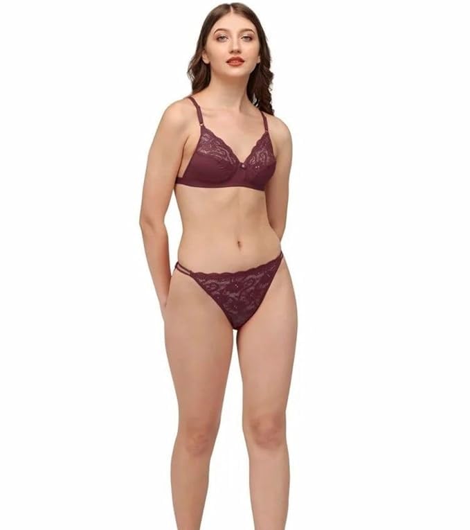 Women's Bra & Panty Set, Multicolor Matching Lingerie Set with Lace Design, Adjustable Shoulder Straps, Coordinated Bikini Style Bottoms Multicolour-image-34