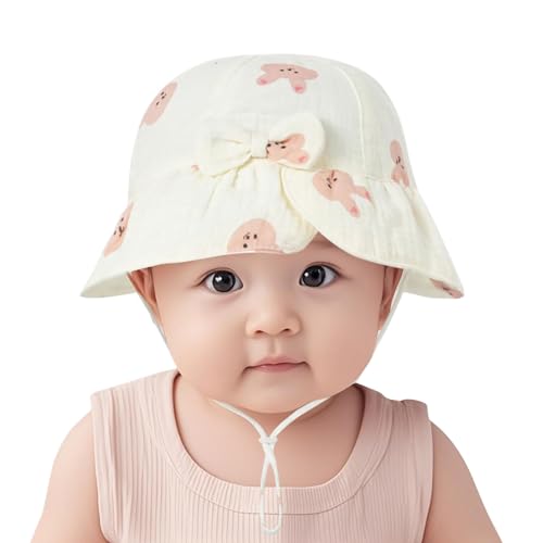 Kids Sun Hat Summer UV Protection Adjustable Bucket Hat Baby Cute Bow Cotton Beach Hats Cap for Toddler Girls Boys