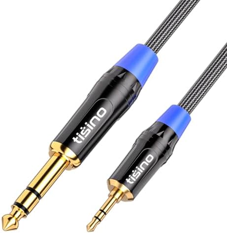 Tisino 1/8 to 1/4 Stereo Cable-3 ft, 3.5mm to 1/4 Adapter Aux Cord Stereo Audio Cable for Guitar, Keyboard Piano, Laptop, Home Theater Devices, Speaker and Amplifiers,Nylon Braid