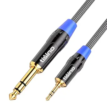Tisino 1/8 to 1/4 Stereo Cable-3 ft, 3.5mm to 1/4 Adapter Aux Cord Stereo Audio Cable for Guitar, Keyboard Piano, Laptop, Home Theater Devices, Speaker and Amplifiers,Nylon Braid