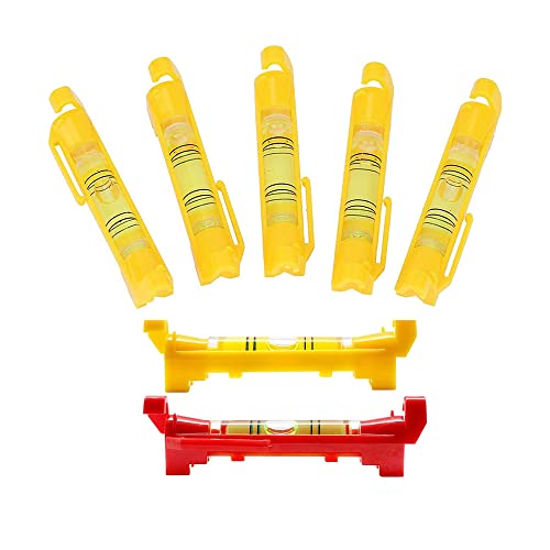 Schnurwasserwaage Profi Set, 7 Stück Schnurwasserwaage mit Gradzahl,Schnurlinien-Wasserwaage für Mauerwerk, Klempner, Abflüsse und Fliesen Cover