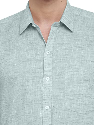 Image of GHPC Cotton Linen Plain Solid Half Sleeves Regular Fit Formal Shirt for Men