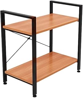 Sponsored Ad - Small Bookcase 2 Tier Wood and Metal Shelves Industrial Bookcase Display Display Office Storage Rack Multif...