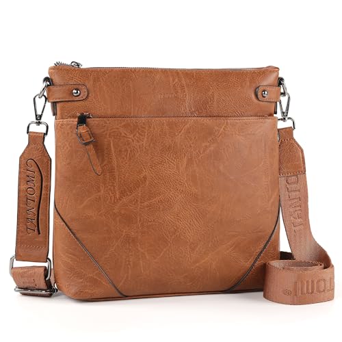 Image of TANTOMI Crossbody Bags for Women, Vegan Leather Hobo Purse for Travel, Shoulder Handbags with Adjustable Wide Strap