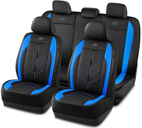 Housses de siège de voiture imperméables en cuir synthétique bleu