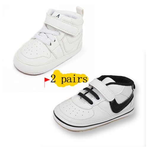 Image of Clowora Unsex Baby Shoes Boys Girls Infant Sneakers Non-Slip Soft Rubber Sole Toddler Crib First Walker Lightweight Shoes