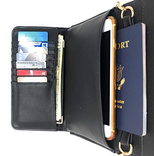 lola mae Wallet Clutch for Women with Phone Holder, Cellphone Purse with strap Fold-Over Crossbody bag (BLACK)2