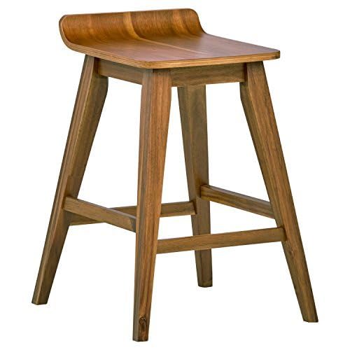 Amazon Brand – Stone & Beam Fremont Rustic Kitchen Counter Saddle Farmhouse Bar Stool, 25.5 Inch Height, Natural Wood #TOP28