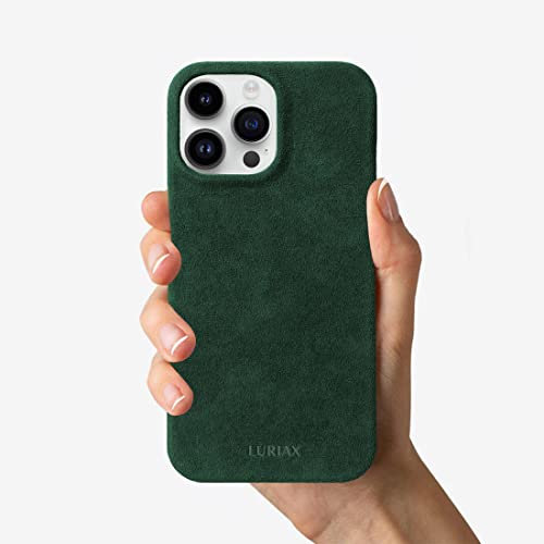 Luriax Alcantara Suede Leather Case Iphone 14 Pro Malachite Sport - Enhanced Magnet Compatible With Magsafe & Wireless Charging #TOP4