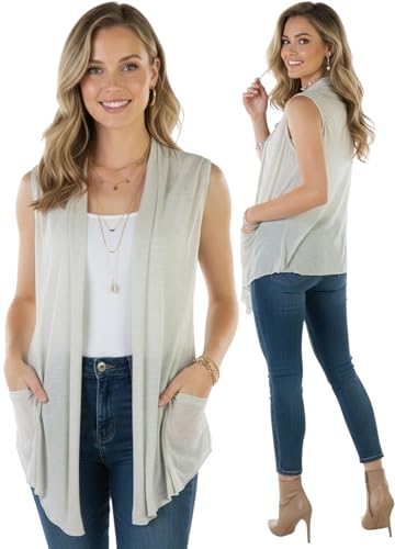 Image of ToBeInStyle Womens Open Front Casual Shrug Lightweight Layering Cardigan Sleeveless or Short Sleeve
