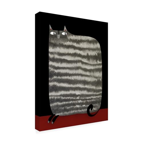 Wrapped Canvas Wall Art - Gabriela Avila 'Gray Tabby' Wall Art for Living Room, Bedroom, or Office Décor - 14x19