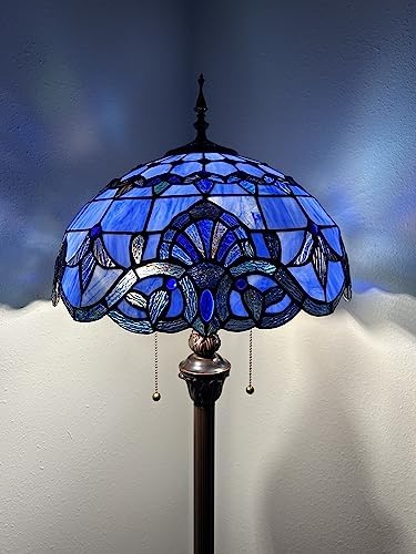 enjoy decor lamps Tiffany Floor Lamp Blue Baroque Style Lavender Vintage for Living Room Dining Room Bedroom Office Hotel H64*W16 inches