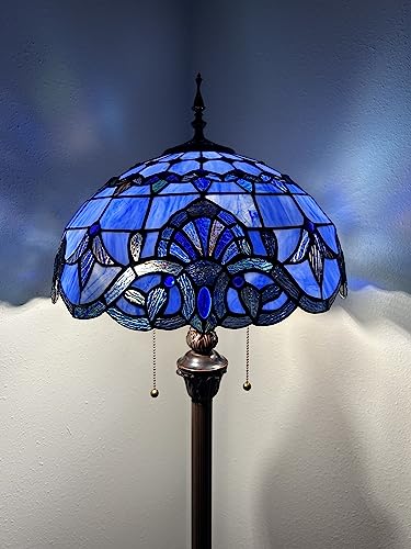 Enjoy Decor Lamps Tiffany Floor Lamp Blue Baroque Style Lavender Vintage For Living Room Dining Room Bedroom Office Hotel H64*W16 Inches #TOP4