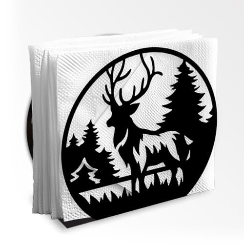 Doodlream Forest Deer Decorative Black Metal Napkin Holder for Ta...