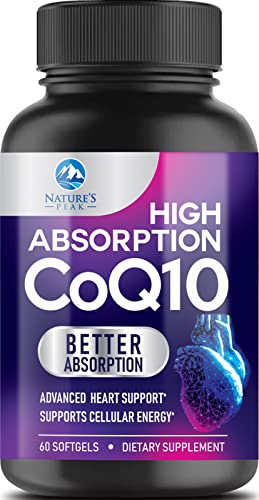 Coq10 100Mg Softgels, High Absorption Dietary Supplement For Heart Health Support, Energy Production, Nature's Gluten Free Antioxidant Coenzyme Q10 Supplement, 60 Day Supply - 60 Softgels #TOP13