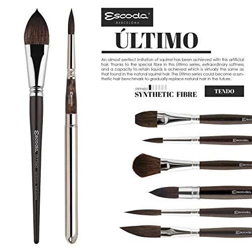 Image of Escoda Ultimo Series 1533 Artist Watercolor and Acrylic Paint Brush, Synthetic Squirrel, Rigger, Size 2