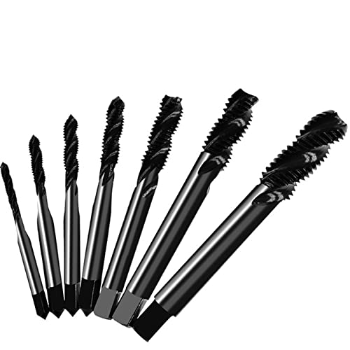 1Pcs Metric HSS Spiral Flute Screw Threading Taps Drill Set Tap Drill Hand Tools Screw Thread Metric Taps M3 M4 M5 M6 M8 M10 M12 MINGPING (Color : 7pcs M3-M12)
