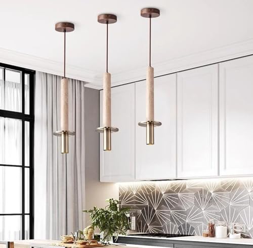 Suspension LED en travertin jaune pour éclairage doux - 4