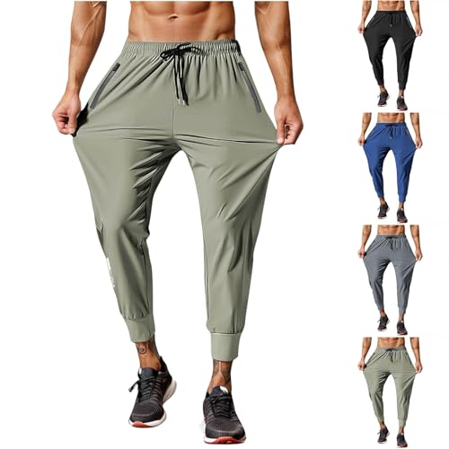 Men's Lightweight Hiking Pants Quick Dry Breathable Running Pants Zipper Pockets Athletic Active Joggers Sweatpants