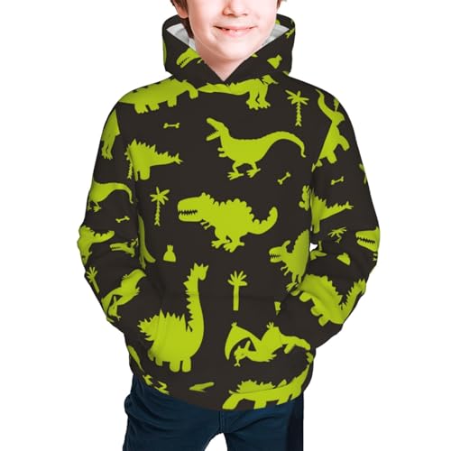 Cute Cartoon Dinosaurs Green Silhouette Kid Hoodies Boys Sweatshirts Girls Pullover with Pocket3