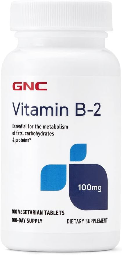 GNC Vitamin B-2 100mg, 100 Tablets, Metabolizes Fats, Carbohydrates and Proteins