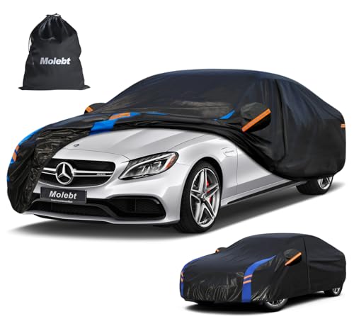Image of Custom Fit Car Cover for Mercedes-Benz C Class C300 C350 C400 C450 C63 AMG, Upgraded Waterproof All Weather Outdoor Auto Cover with Driver Door Zipper & Mirror Pockets, UV /Snow /Dust Protection