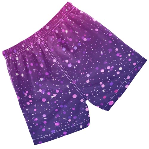 Pigsaly Boys Swim Trunks Bright Magenta Violet Gradient Flashing Glitter Boys Board Shorts Swimsuit Swimwear 4T2