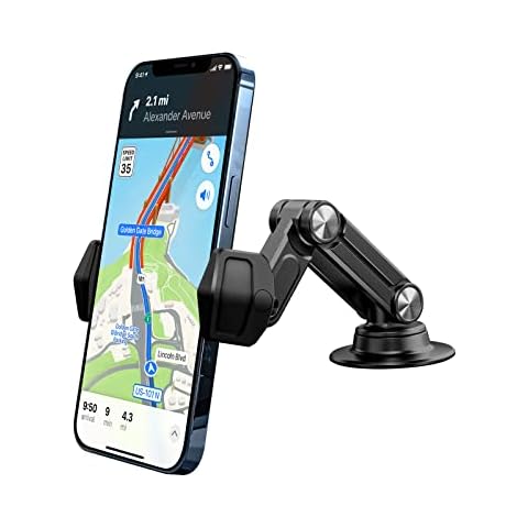 Car Mobile Phone Holder, 360° Rotatable Universal Aluminium Dashboard Smartphone Stand for iPhone Samsung Android, Metal Mobile Phone Holder Cover