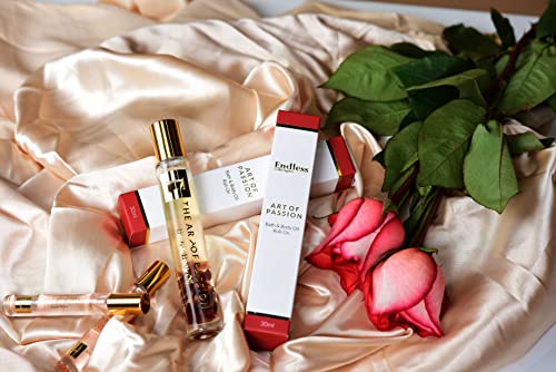 Endless Esthetiques Art Of Passion Rose And Ambrette Bath And Body Oil, Great Fragrance Oil For Travel, Moisturizing Skin, Organic Ingredients #TOP1