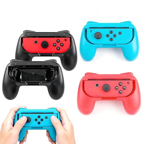 Purixyz Lot de 4 Poignées de Contrôleur Compatible avec Nintendo Switch, Antidérapant Kit de Manette JoyCon Holder pour Switch OLED Accessoires
