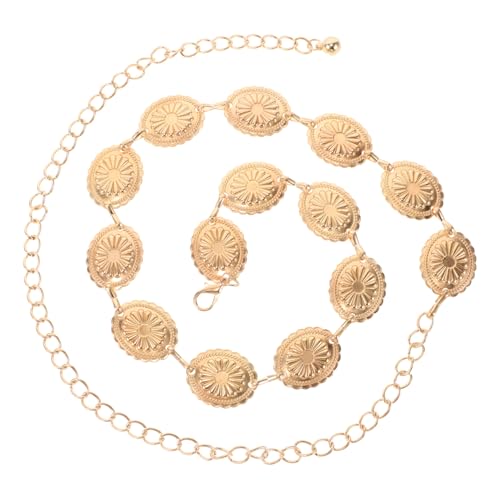 Boho Concho Waist Belt for Women Adjustable Chain Accessory for Dresses Jeans and Country Concerts