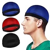 Sibba 3 Stück Seidige Durags für Herren Wellenkappe Elastisches Band Kopfbedeckung Strümpfe Perückenkappe Skullies Beanies Kappe für Schlafen Dusche