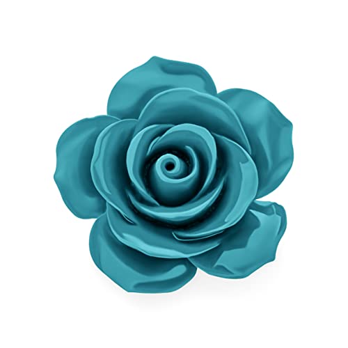 Image of Bling Jewelry Romantic Fashion Statement Pink Blue Black White Red Floral Blooming 3D Carved Large Rose Flower Brooch Scarf Pin For Women Teen
