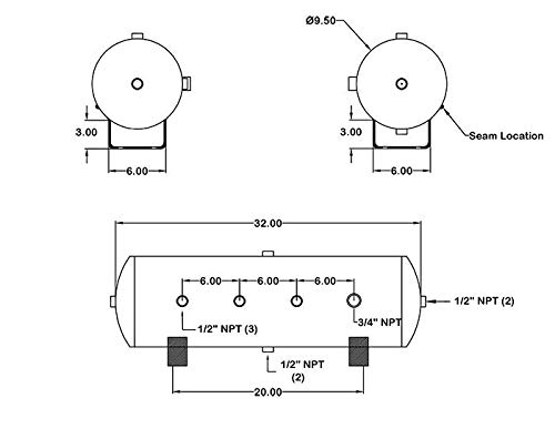 Hornblasters Usa Made 8 Gallon 8 Port Steel Air Tank #TOP1