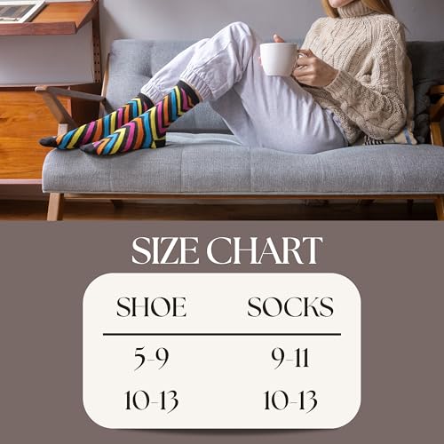 Tipi Toe Women's 12 Pairs Lightweight Colorful Patterned Crew Socks2