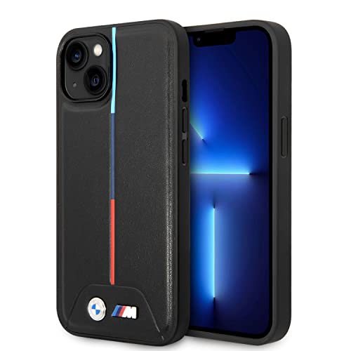 Coque en cuir synthétique matelassé BMW pour iPhone 14 Plus Collection M