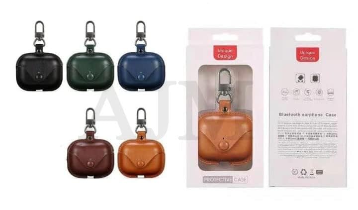 Image of AJM 360 Protection Shockproof Design Leather Case Compatible with Realme Buds T310 (Brown)