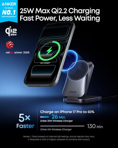Anker Prime 25W Qi2.2-Certified Palm-Sized 3-in-1 Foldable MagSafe Charger - image 2